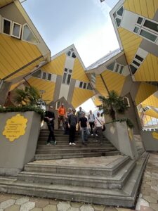 Group photo of colleagues from Paul Robinson Architects at the Cube houses in Rotterdam